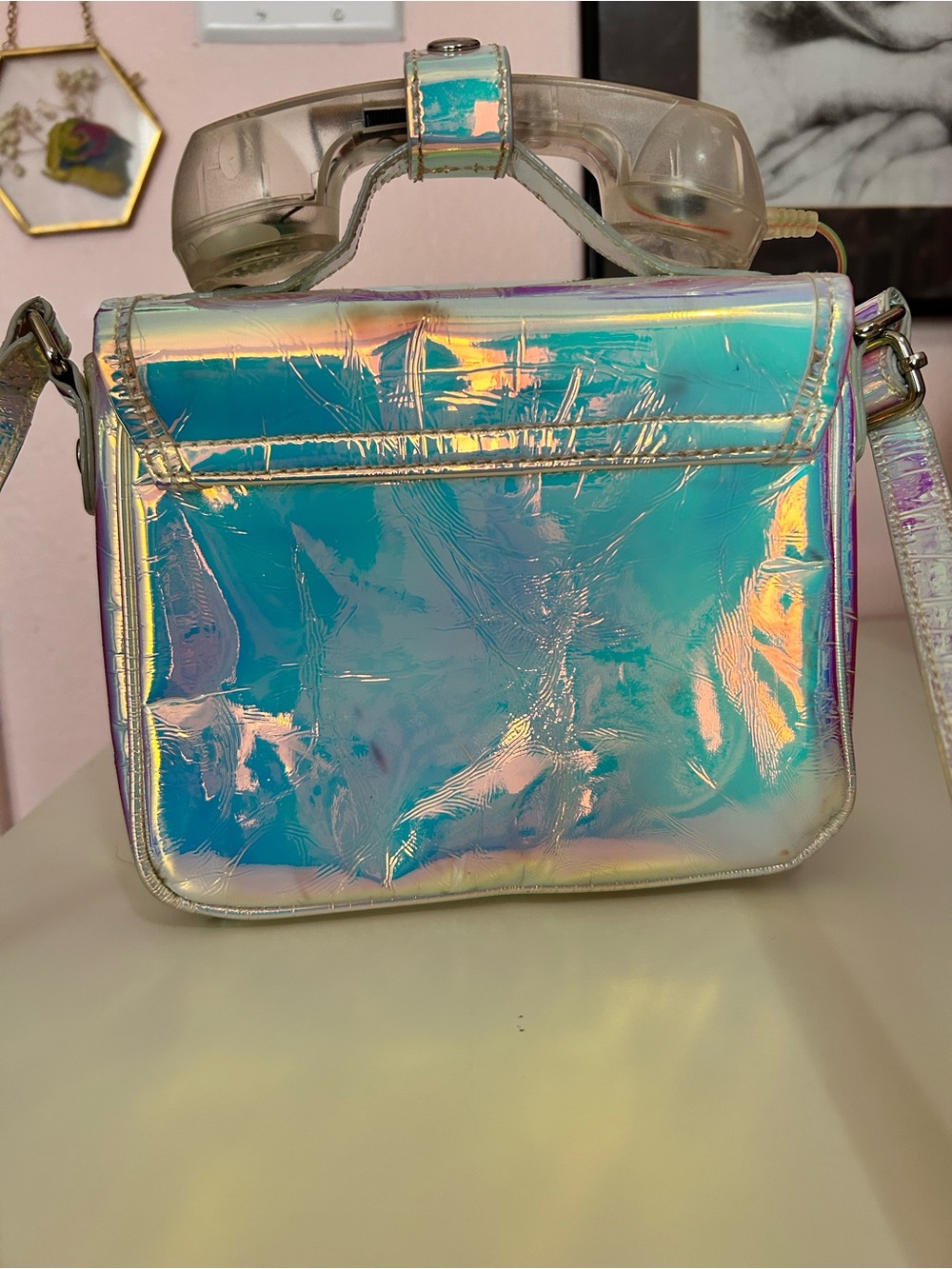 Betsey Johnson Iridescent Rainbow Phone Crossbody - Picture 7 of 8